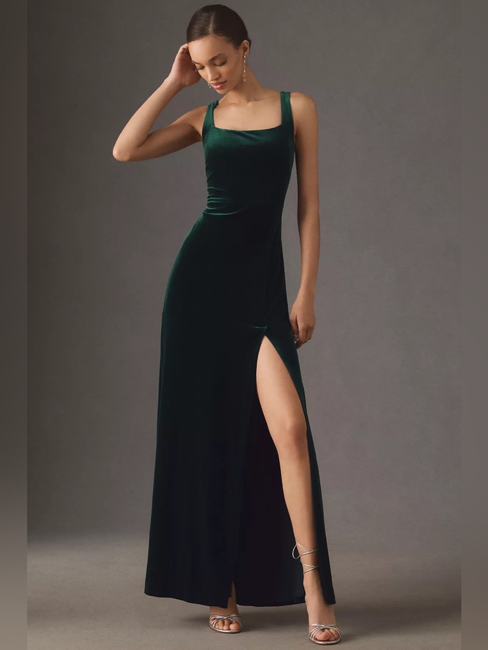 BHLDN Anthropologie Emerald Green Velvet Dress